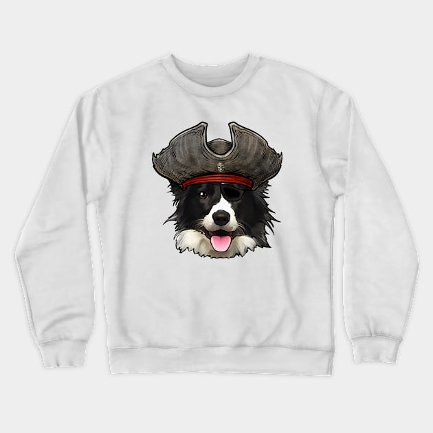 Border Collie Pirate Crewneck Sweatshirt by whyitsme